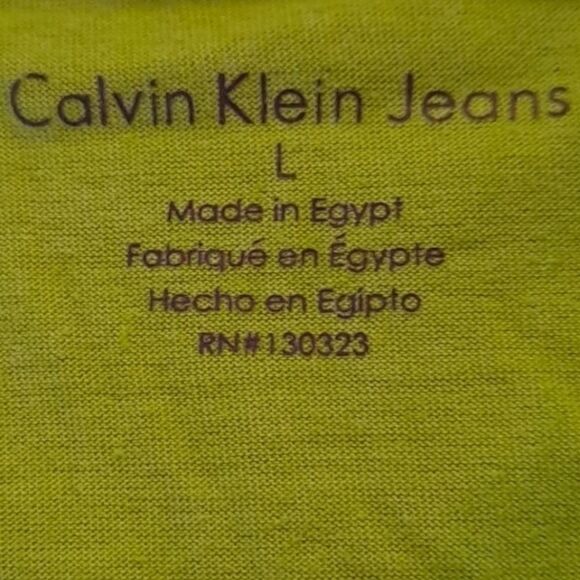 Calvin Klein Jeans V Neck Tee Washed Limey Heath Large (Big Boys) - Picture 4 of 6